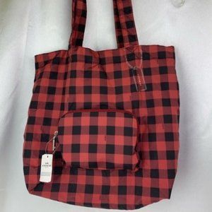 COACH - Red and Black Gingham Packable Tote - NWT